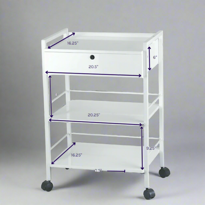 Silver Fox 3 Shelf Esthetician Cart with a Locking Drawer - 1019A