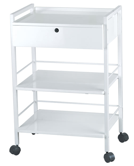 Silver Fox 3 Shelf Esthetician Cart with a Locking Drawer - 1019A