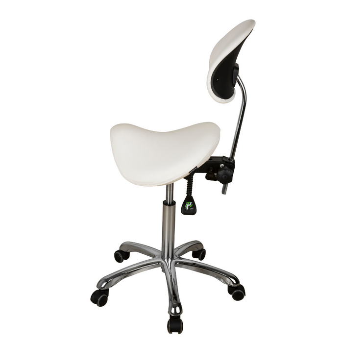 Silver Fox Esthetician Adjustable Saddle Stool with Back Support - 1025A