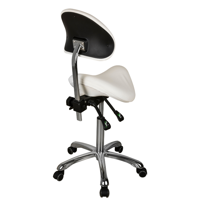 Silver Fox Esthetician Adjustable Saddle Stool with Back Support - 1025A