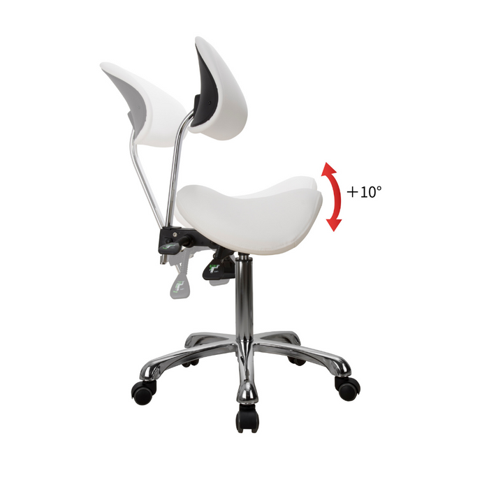 Silver Fox Esthetician Adjustable Saddle Stool with Back Support - 1025A