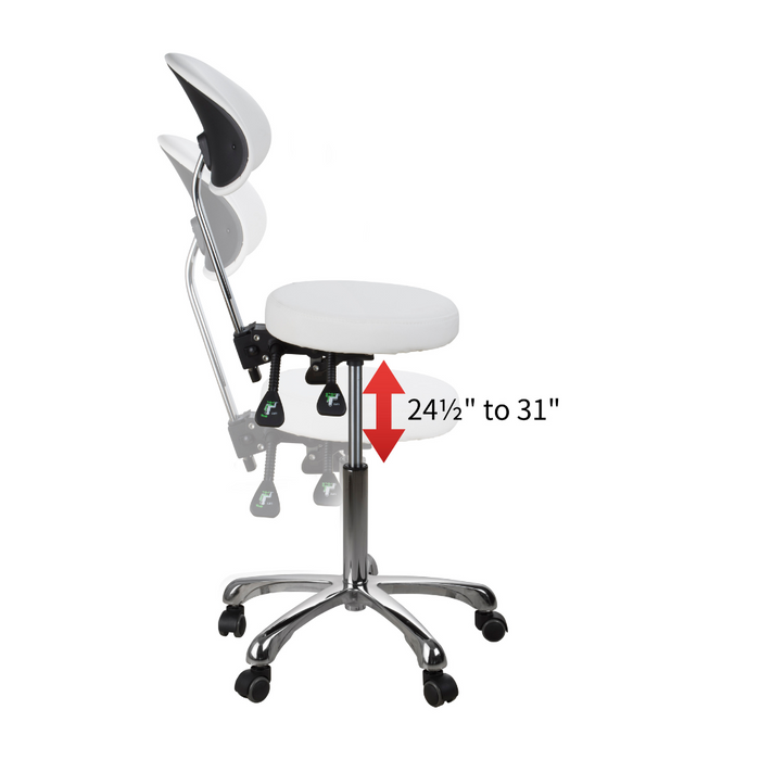 Silver Fox FlexPro Ergonomic Adjustable Stool with Backrest - 1025B