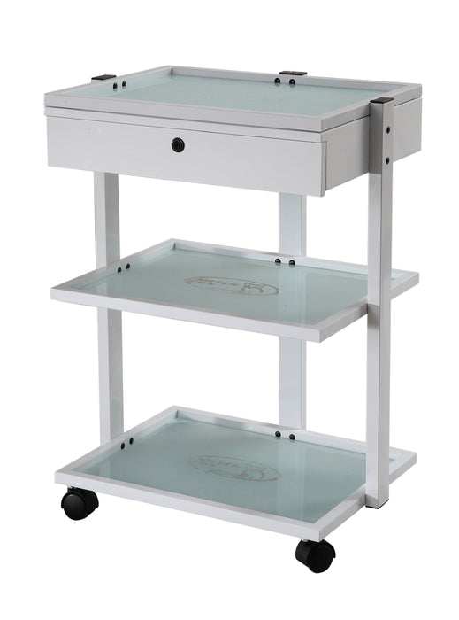 SilverFox Luxe 3-Shelf Esthetician Cart with Locking Drawer - 1040A