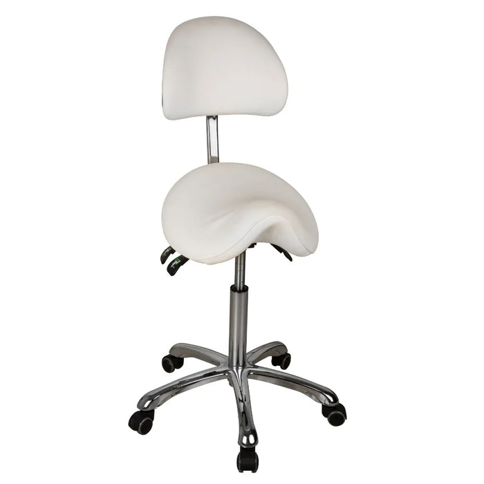 Silver Fox Esthetician Adjustable Saddle Stool with Back Support - 1025A