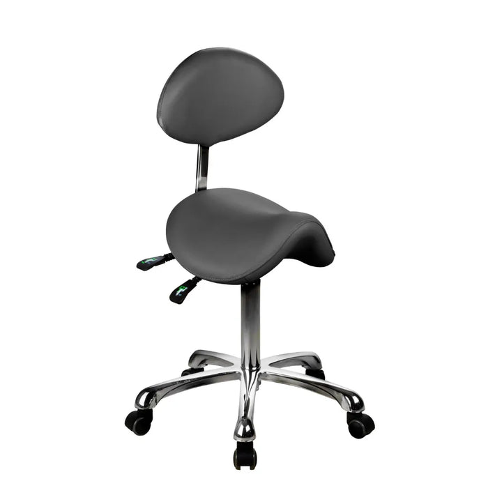 Silver Fox Esthetician Adjustable Saddle Stool with Back Support - 1025A